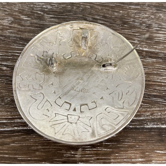 Vintage Peru Peruvian 18K Gold Sterling Silver Inca Mayan God Pendant Pin - Picture 4 of 10